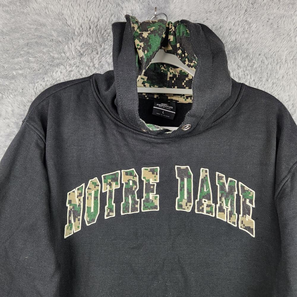 Notre Dame Fighting Irish Hoodie Mens Large Black NCAA Football University Camo